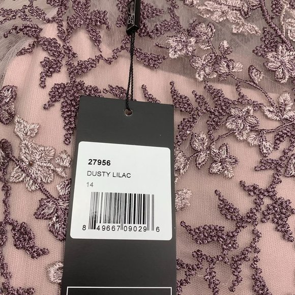 NWT La Femme 27956 Embroidered Crystal Gown Dress Dusty Lilac Purple 14 - Picture 10 of 10